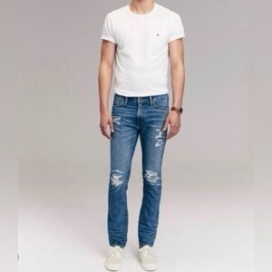 Abercrombie & Fitch Men's Langdon Skinny Jeans 34x32 Stretch Distressed Style